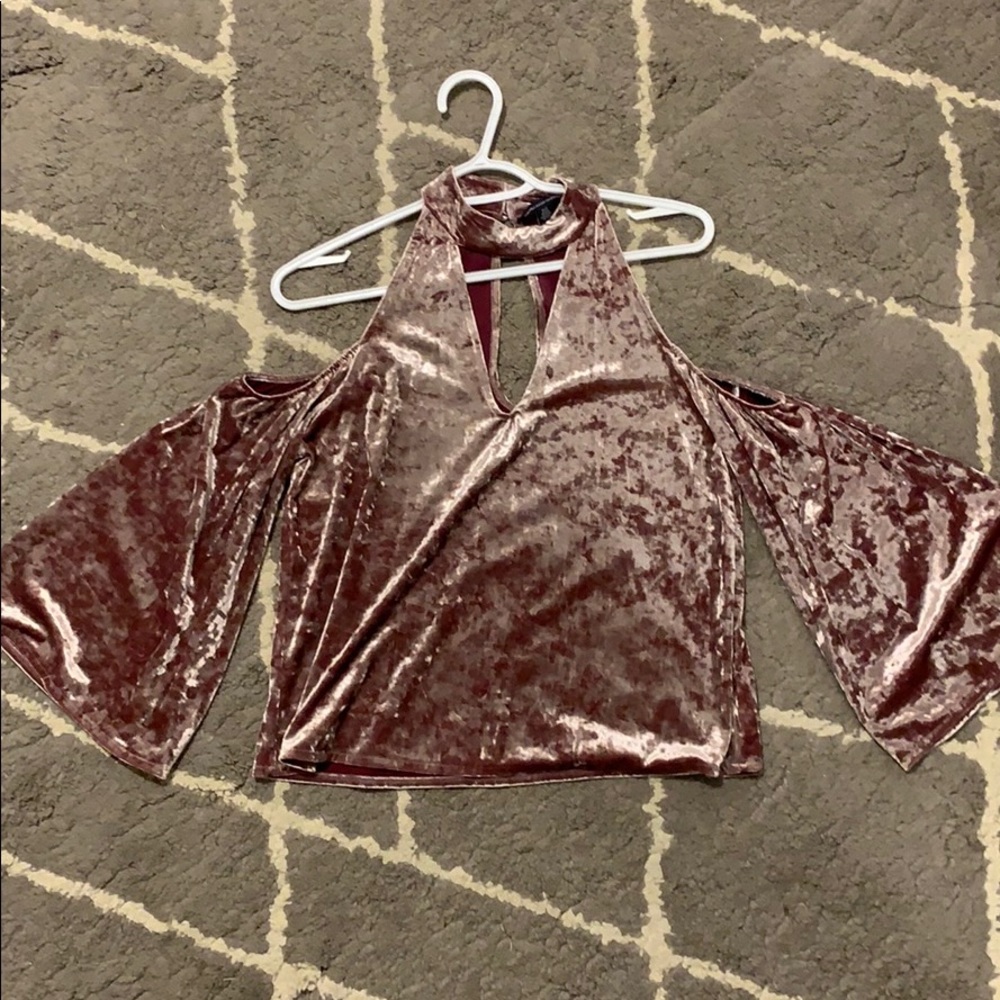 colder shoulder velvet shirt